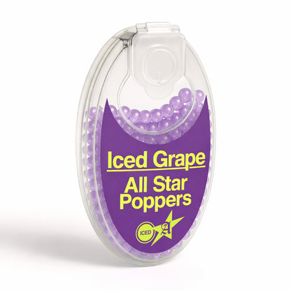 Package of All Star Cigarette Popper Flavour Balls in Iced Grape flavour 100 purple Balls within the package
