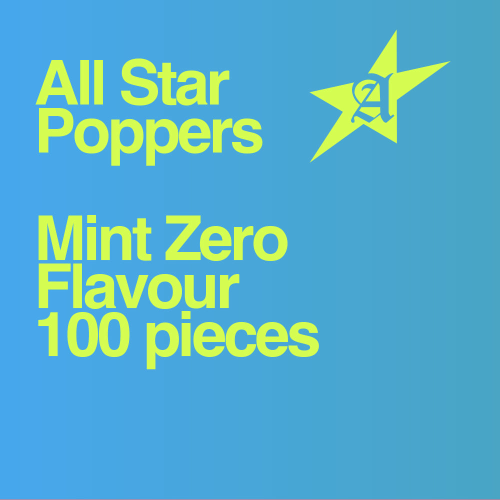Mint Zero menthol cigarette crush balls 100-ball pieces green text on blue background all star poppers