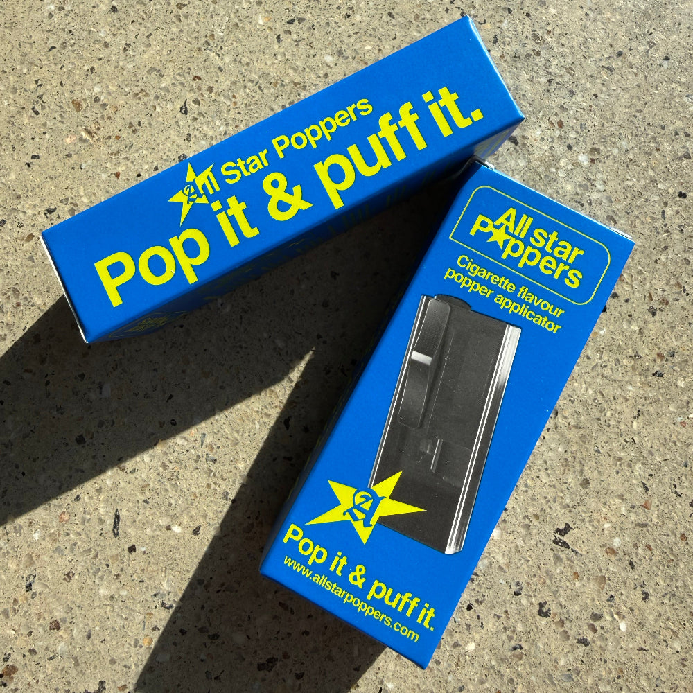 All Star Poppers Black Stealth crush ball Dispenser in packaging on concrete floor