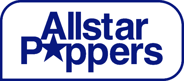 All Star Cigarette Poppers Logo in blue on transparent backround